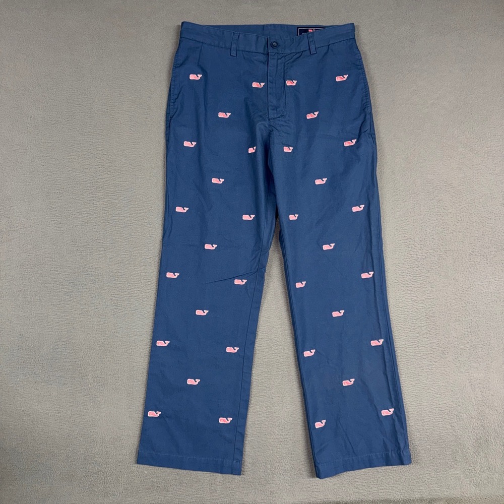 Vineyard Vines Pants Mens 32x30 Blue Straight Whale Embroidered Preppy Chino